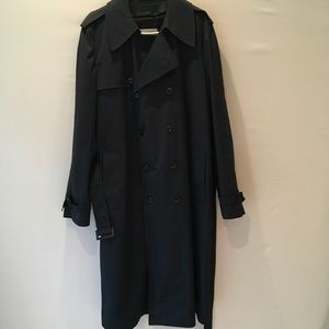 London Fog Double Breast Long Trench Coat Removable Fleece Fur Size 42 X-Long